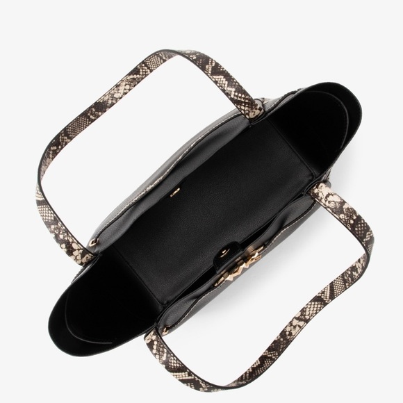 NWT Michael Kors Reed Large Belted Logo Tote Shoulder Bag Purse in Black - Picture 3 of 4